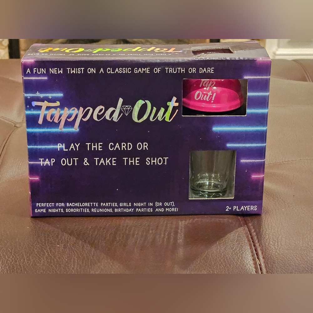 Tapped Out Party Drinking Game with Call Bell Shot Glass and 100 Di-cut Cards